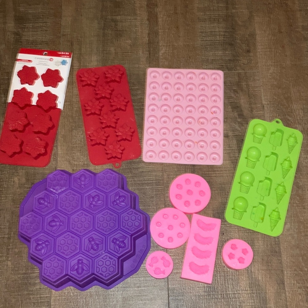 assortment of molds for baking